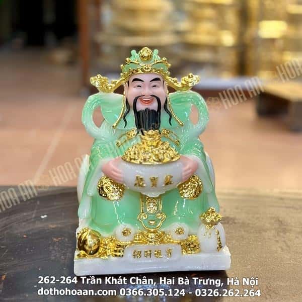 Tượng Thần Tiền/ Thần Phát Phú Quý Xanh Ngọc-cao-30cm(variation) Tượng Thần Tiền/ Thần Phát Phú Quý Xanh Ngọc