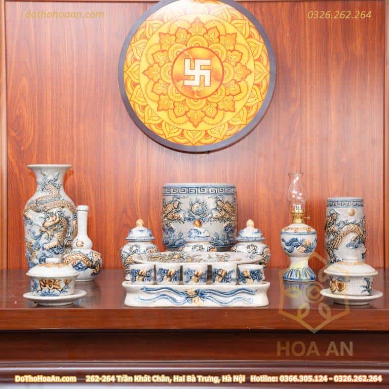 Bộ Thờ Thần Linh Men rạn Đắp Nổi BTTLMRDN1