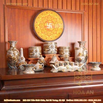 Bộ Thờ Gia Tiên Men Rạn Vẽ Vàng BTGTMRVV2