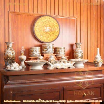 Bộ Thờ Gia Tiên Men Rạn Vẽ Vàng BTGTMRVV1