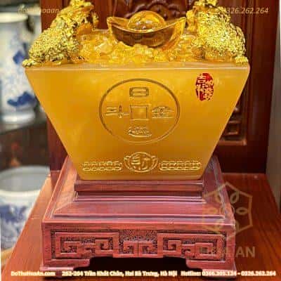 Bồn Tụ Bảo Chiêu Tài Vuông Đá Vàng