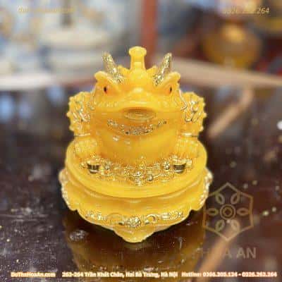Cóc Thiềm Thừ Phong Thủy Đế Xoay Bột Đá Vàng