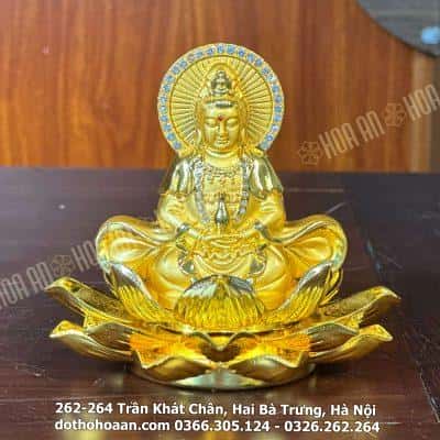 Tượng Phật Quan Âm Bồ Tát Tọa Đài Sen Để ÔTô