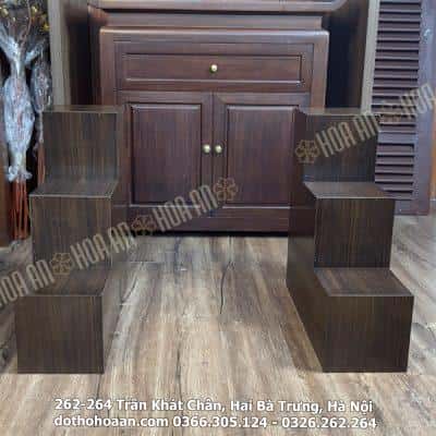 Bục Tam Cấp Kê Bàn Thờ Thần Tài Gỗ Thông Màu Óc Chó Trơn1