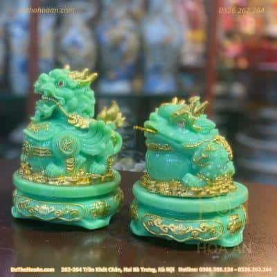 Cặp Cóc Thiềm Thừ & Tỳ Hưu Phong Thủy Đế Xoay Bột Đá Xanh Ngọc Bích2