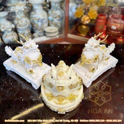 Cặp Cóc Thiềm Thừ Bột Đá Trắng