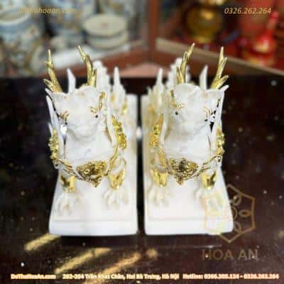 Cặp Tỳ Hưu Bột Đá Trắng