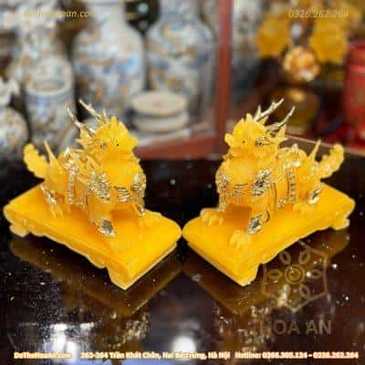 Cặp Tỳ Hưu Bột Đá Vàng