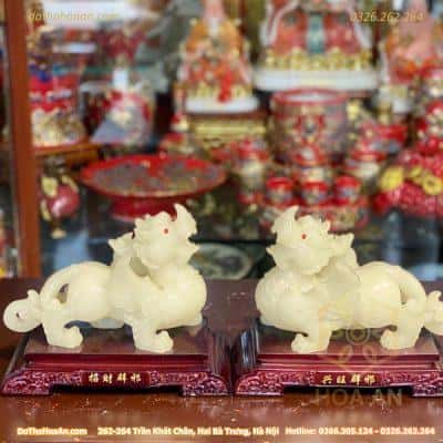 Cặp Tỳ Hưu Phong Thủy Bột Đá Trắng
