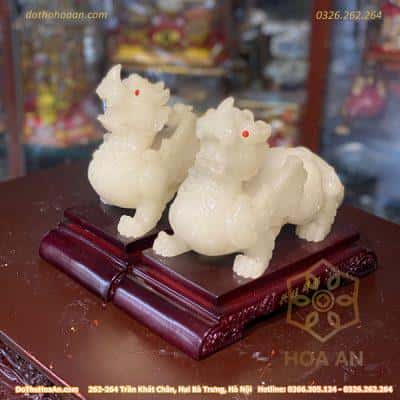 Cặp Tỳ Hưu Phong Thủy Bột Đá Trắng2