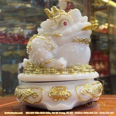 Cóc Thiềm Thừ Phong Thủy Đế Xoay Bột Đá Trắng3