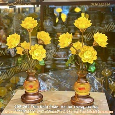 Đèn Thờ 5 Bông Lưu Ly Thân Ngọc Ngũ Sắc