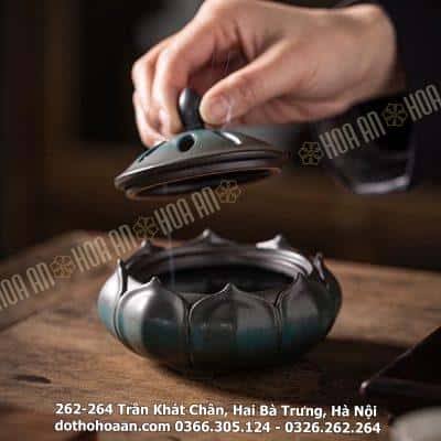 Lư Đốt Trầm Hoa Sen Sứ2