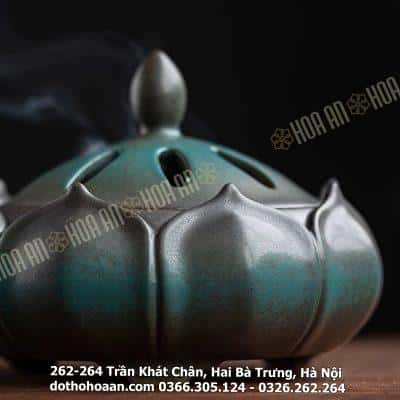 Lư Đốt Trầm Hoa Sen Sứ3