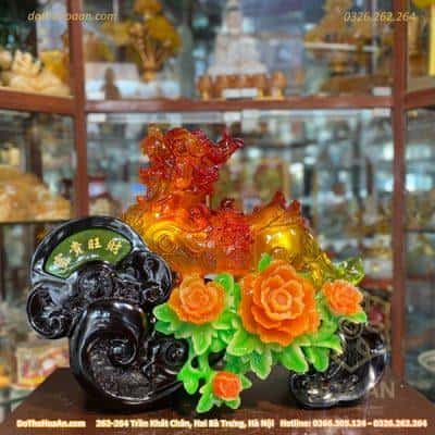 Tỳ Hưu Hoa Mẫu Đơn Vàng Mật Ong