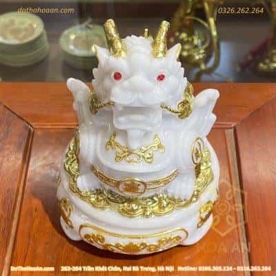 Tỳ Hưu Phong Thủy Đế Xoay Bột Đá Trắng