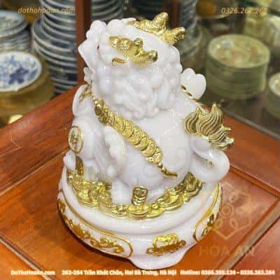 Tỳ Hưu Phong Thủy Đế Xoay Bột Đá Trắng4
