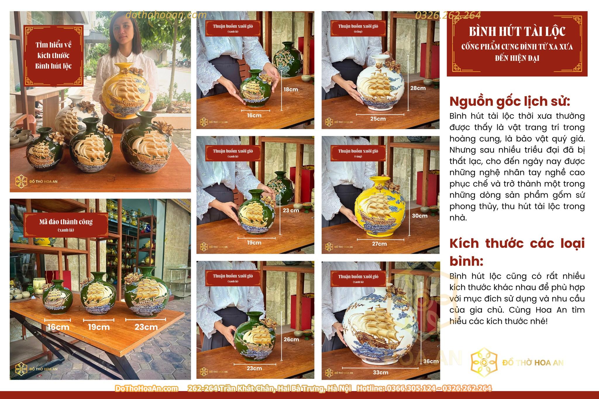 Bình Hút Lộc Thuận Buồm Xuôi Gió Đắp Nổi