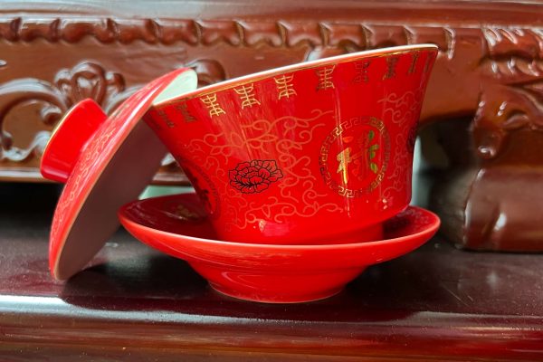 Bát Sâm/Bát Nước Sứ Gấm Đỏ