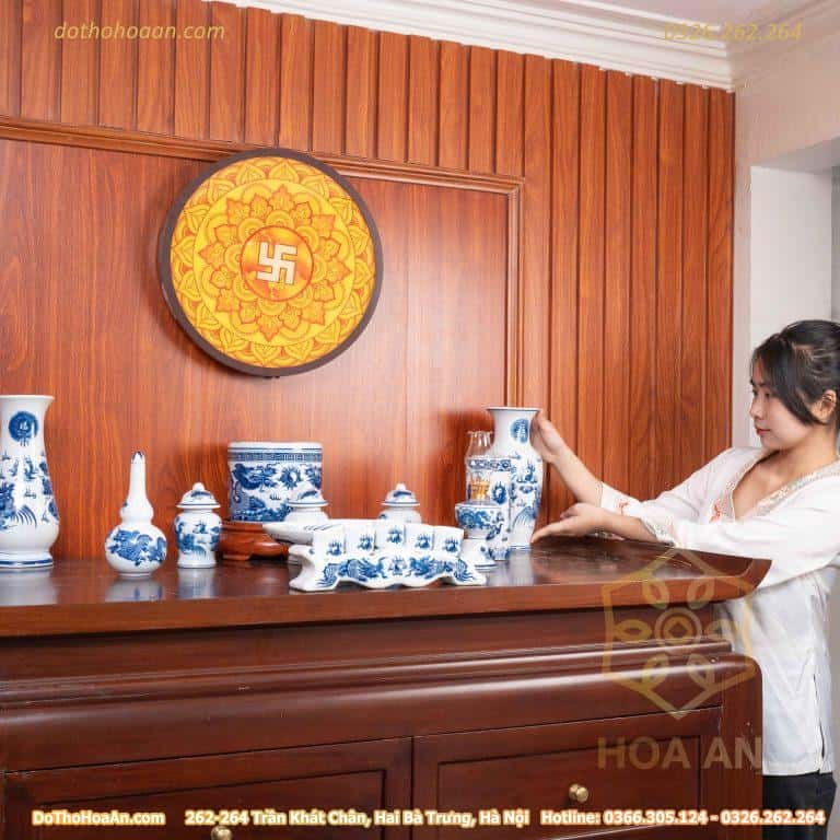 Bộ Đồ Thờ Thần Linh Sứ Men Trắng