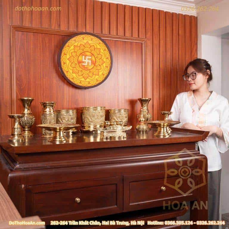 Bộ Đồ Thờ Gia Tiên Đồng Vàng BTGTDV2