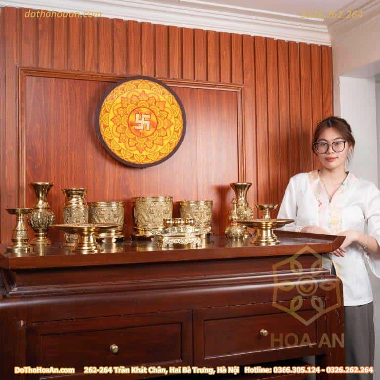 Bộ Đồ Thờ Gia Tiên Đồng Vàng BTGTDV2