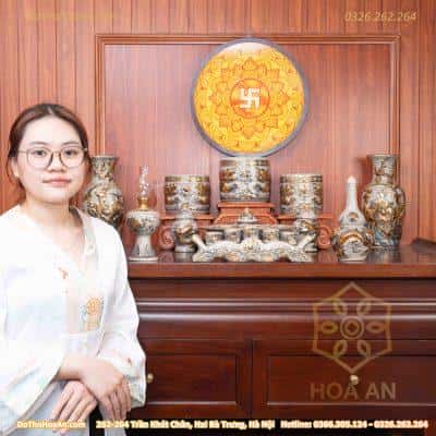 Bộ Thờ Gia Tiên Men Rạn Vẽ Vàng BTGTMRVV3