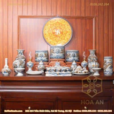Bộ Thờ Gian Tiên Men rạn Đắp Nổi 3 BTGTMRDN3