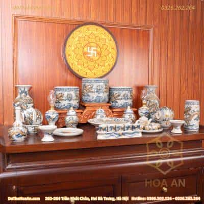 Bộ Thờ Gian Tiên Men rạn Đắp Nổi 3 BTGTMRDN3