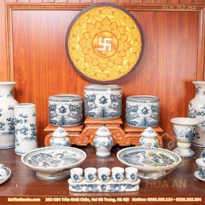 Bộ Đồ Thờ Gia Tiên Men Rạn Vẽ BTGTMRV