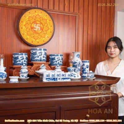 Bộ Đồ Thờ Gia Tiên Sứ Men Lam (3)
