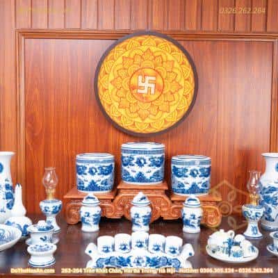 Bộ Đồ Thờ Gia Tiên Sứ Men Trắng BTGTMT1