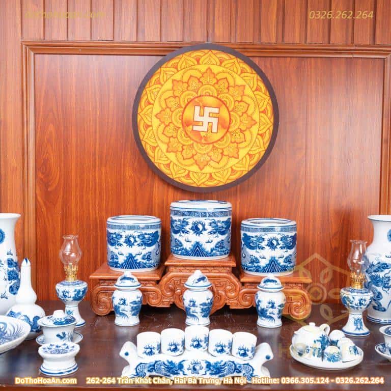 Bộ Đồ Thờ Gia Tiên Sứ Men Trắng BTGTMT1