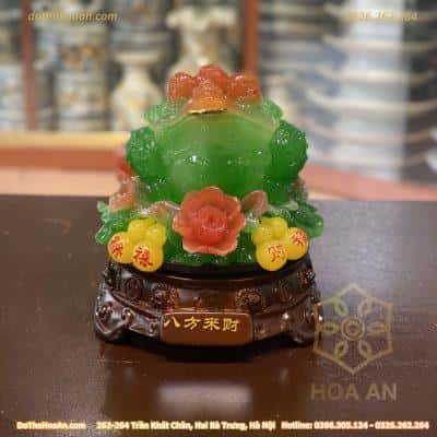 Cóc Thiềm Thừ Phong Thuỷ Xoay Đế Gỗ Hồ Lô Xanh