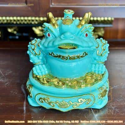 Cóc Thiềm Thừ Phong Thủy Đế Xoay Bột Đá Xanh Ngọc Bích