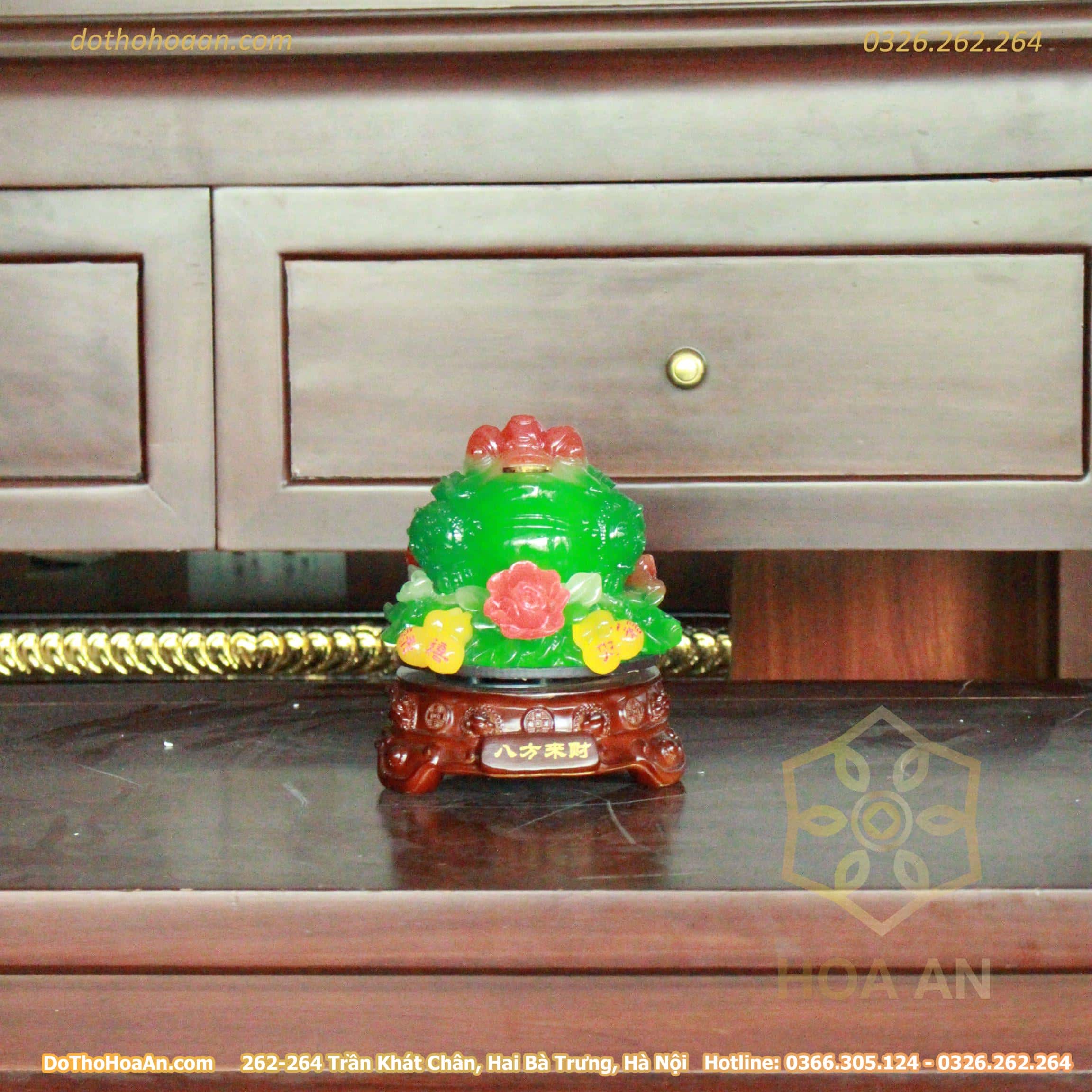 Cóc Thiềm Thừ Phong Thuỷ Xoay Đế Gỗ Hồ Lô Xanh (12)