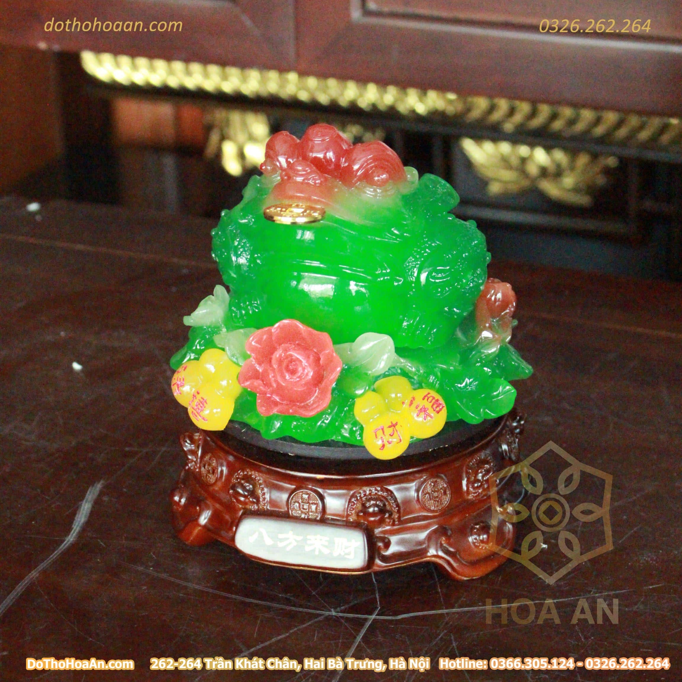Cóc Thiềm Thừ Phong Thuỷ Xoay Đế Gỗ Hồ Lô Xanh (13)