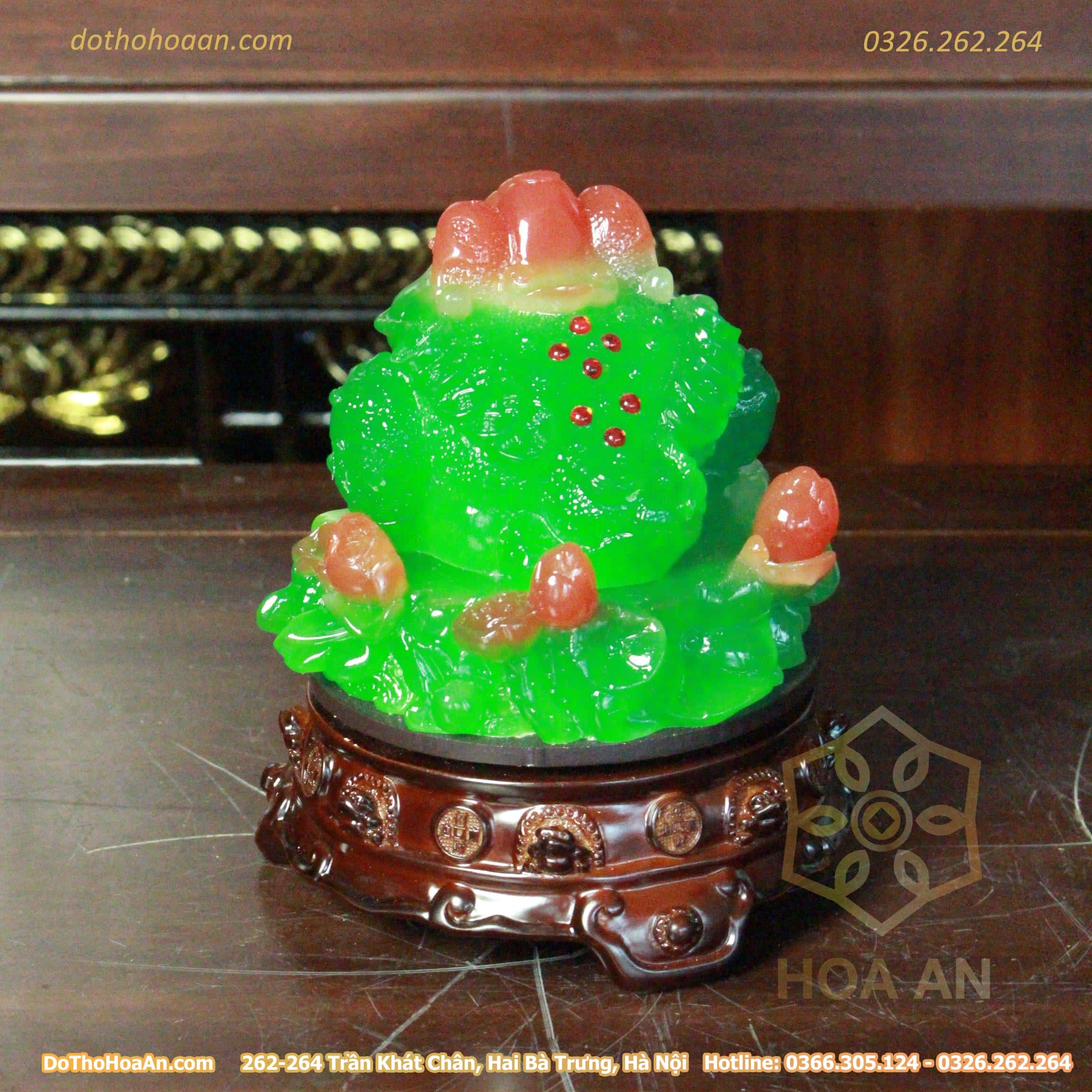 Cóc Thiềm Thừ Phong Thuỷ Xoay Đế Gỗ Hồ Lô Xanh (16)