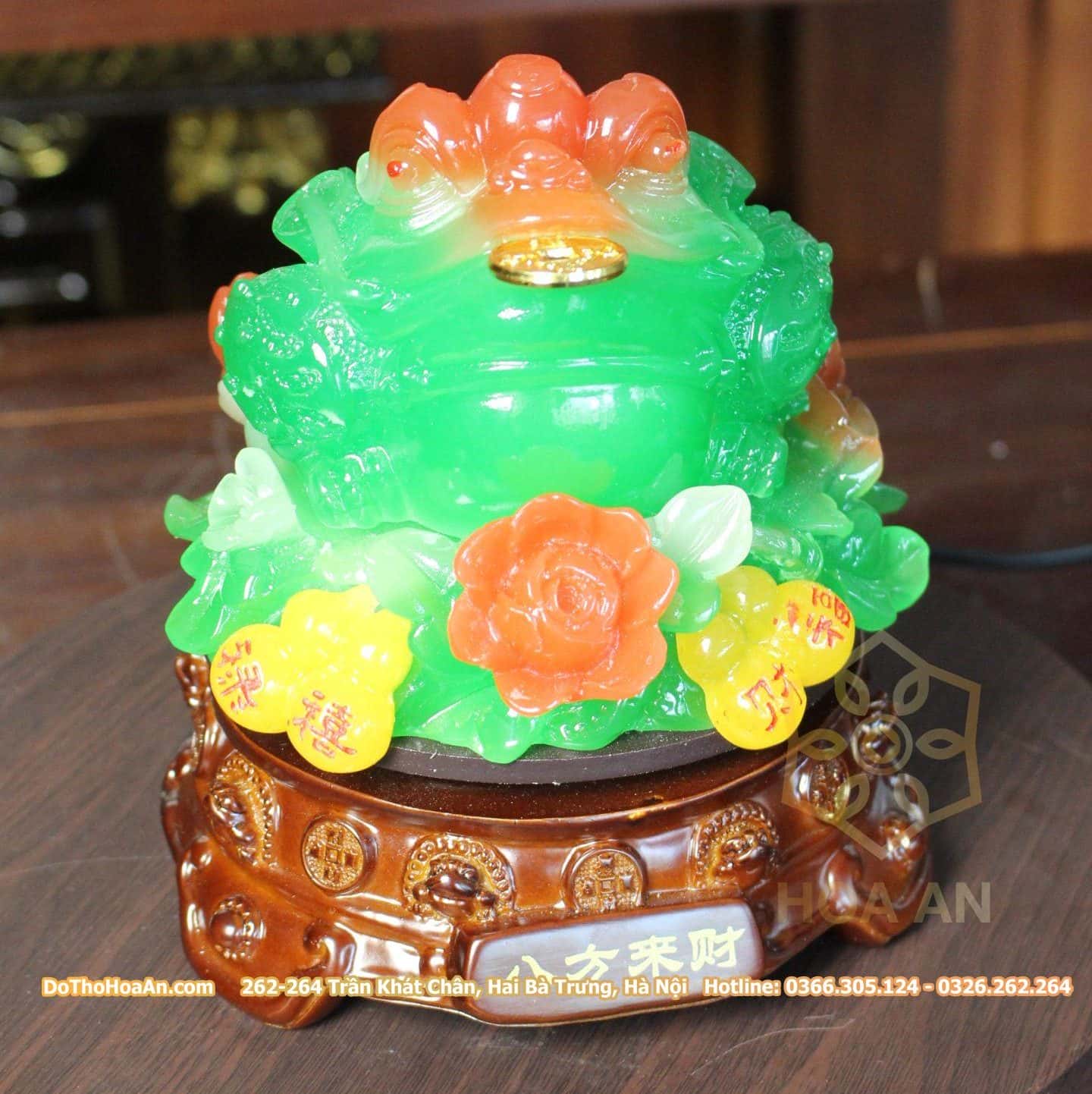 Cóc Thiềm Thừ Phong Thuỷ Xoay Đế Gỗ Hồ Lô Xanh (20)