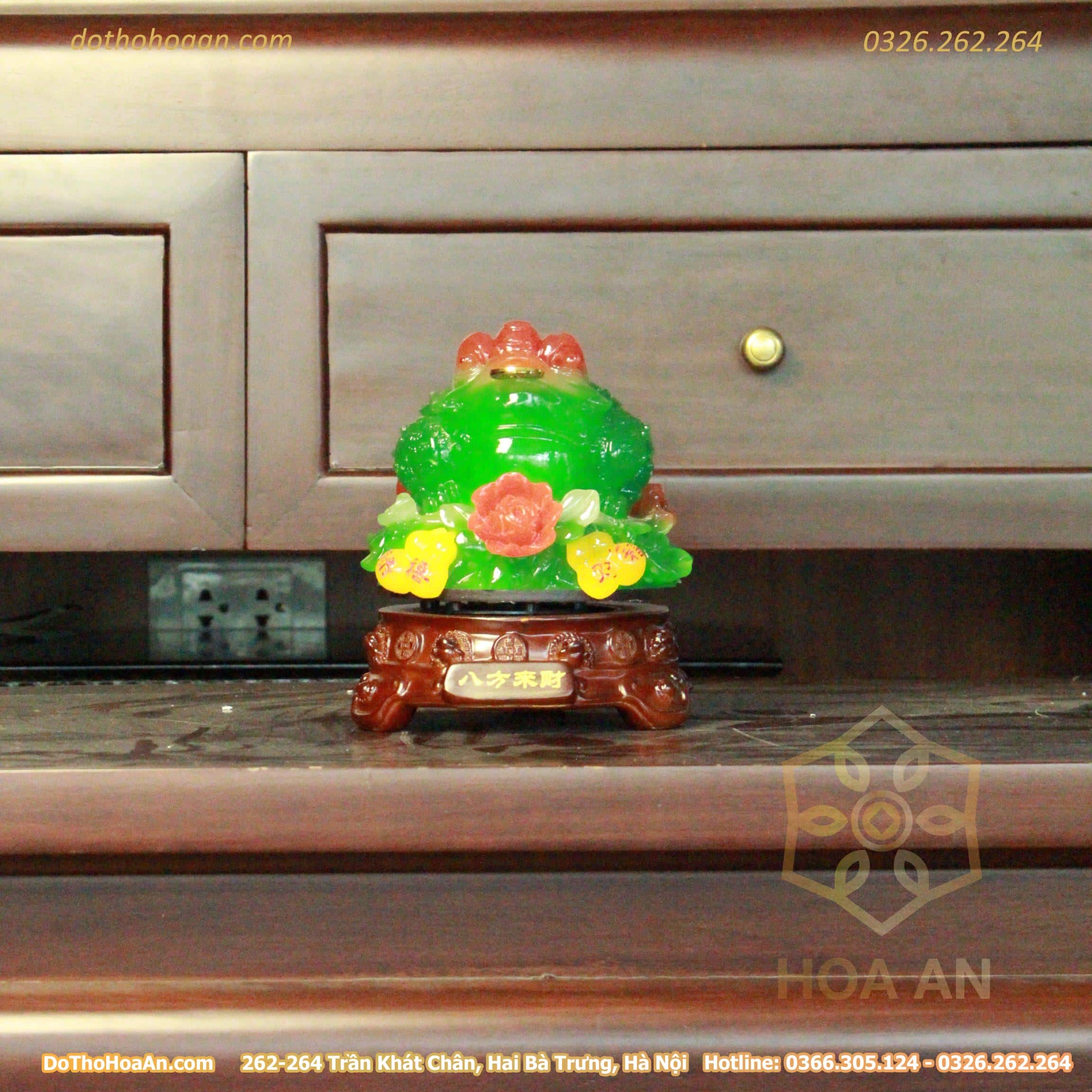 Cóc Thiềm Thừ Phong Thuỷ Xoay Đế Gỗ Hồ Lô Xanh (5)