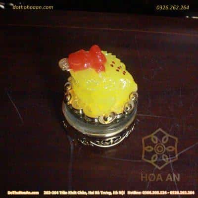 Cóc/Thiềm Thừ Phong Thuỷ Xoay Đế Kính Vàng Mật Ong