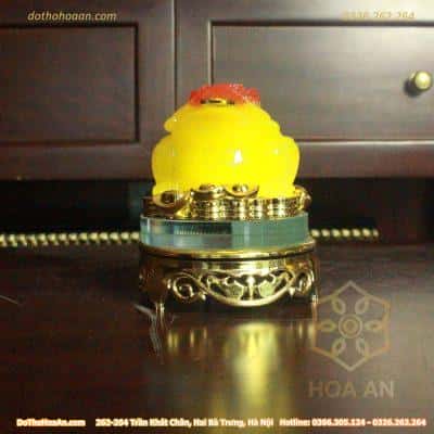Cóc/Thiềm Thừ Phong Thuỷ Xoay Đế Kính Vàng Mật Ong