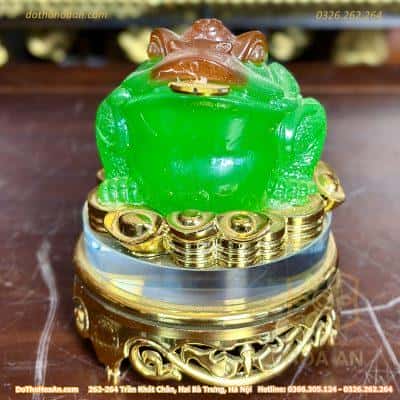 Cóc Thiềm Thừ Phong Thuỷ Xoay Đế Kính Xanh