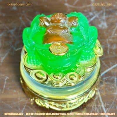 Cóc Thiềm Thừ Phong Thuỷ Xoay Đế Kính Xanh