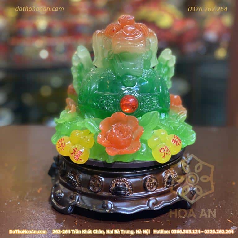 Tỳ Hưu Phong Thuỷ Xoay Đế Gỗ Hồ Lô Xanh