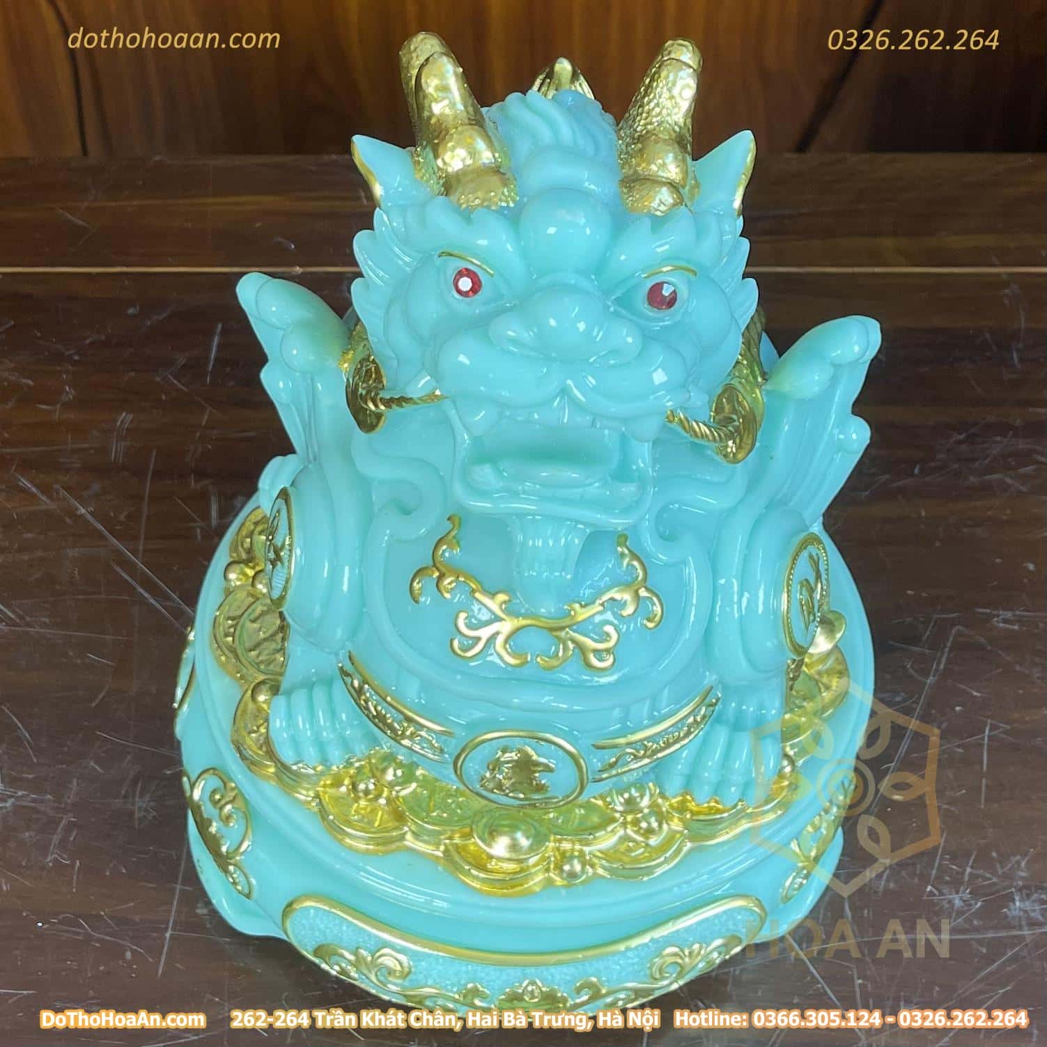 Tỳ Hưu Phong Thủy Đế Xoay Bột Đá Xanh Ngọc Bích (3)