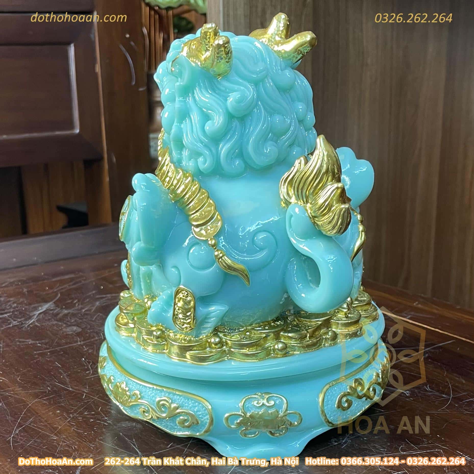 Tỳ Hưu Phong Thủy Đế Xoay Bột Đá Xanh Ngọc Bích (9)