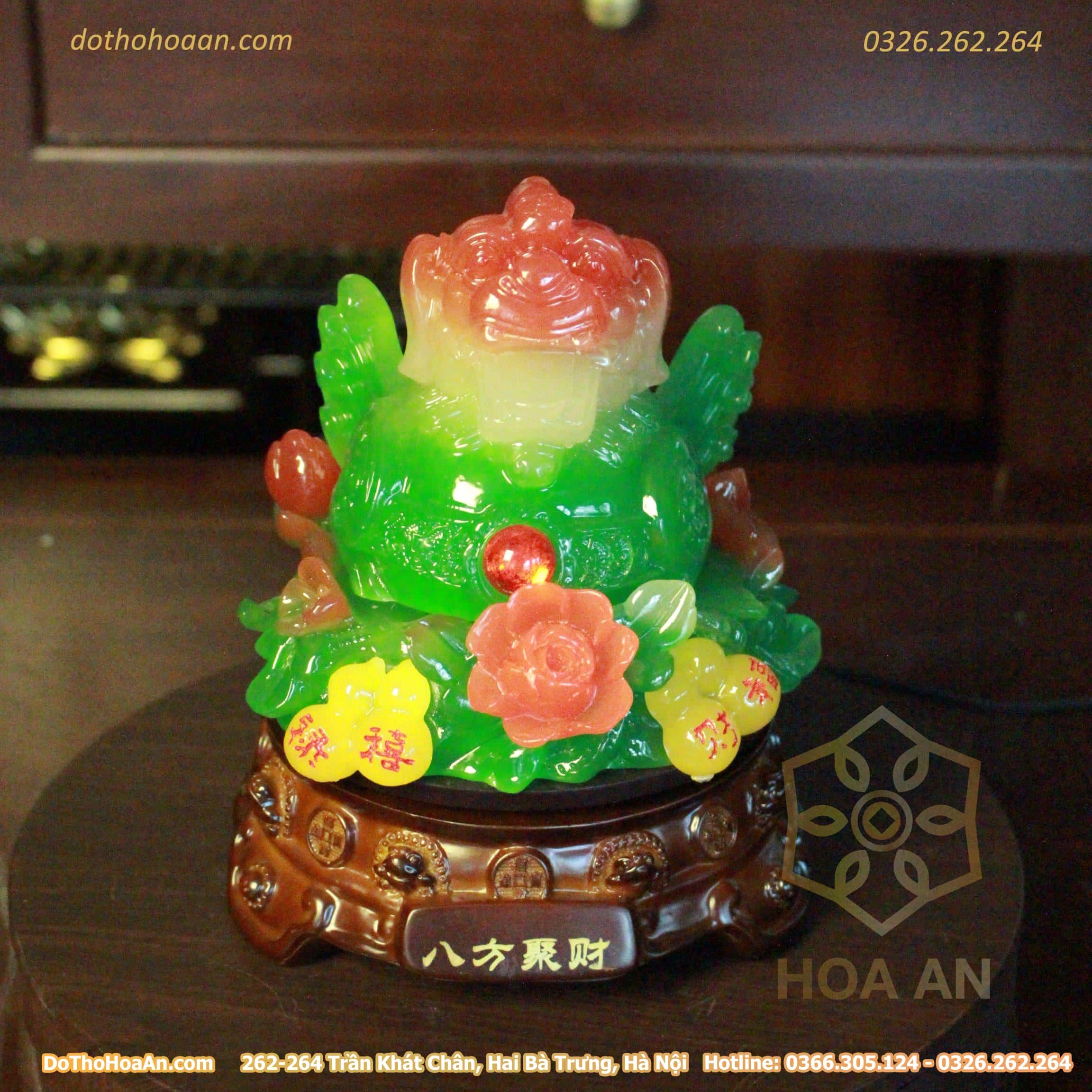 Tỳ Hưu Phong Thuỷ Xoay Đế Gỗ Hồ Lô Xanh (2)