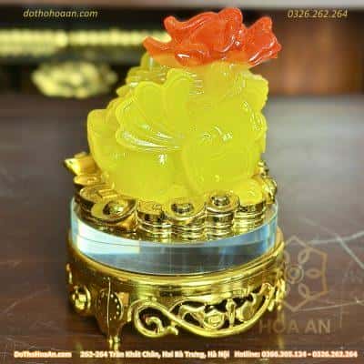 Tỳ Hưu Phong Thuỷ Xoay Đế Kính Vàng Mật Ong