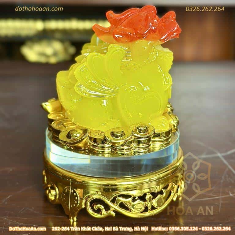 Tỳ Hưu Phong Thuỷ Xoay Đế Kính Vàng Mật Ong
